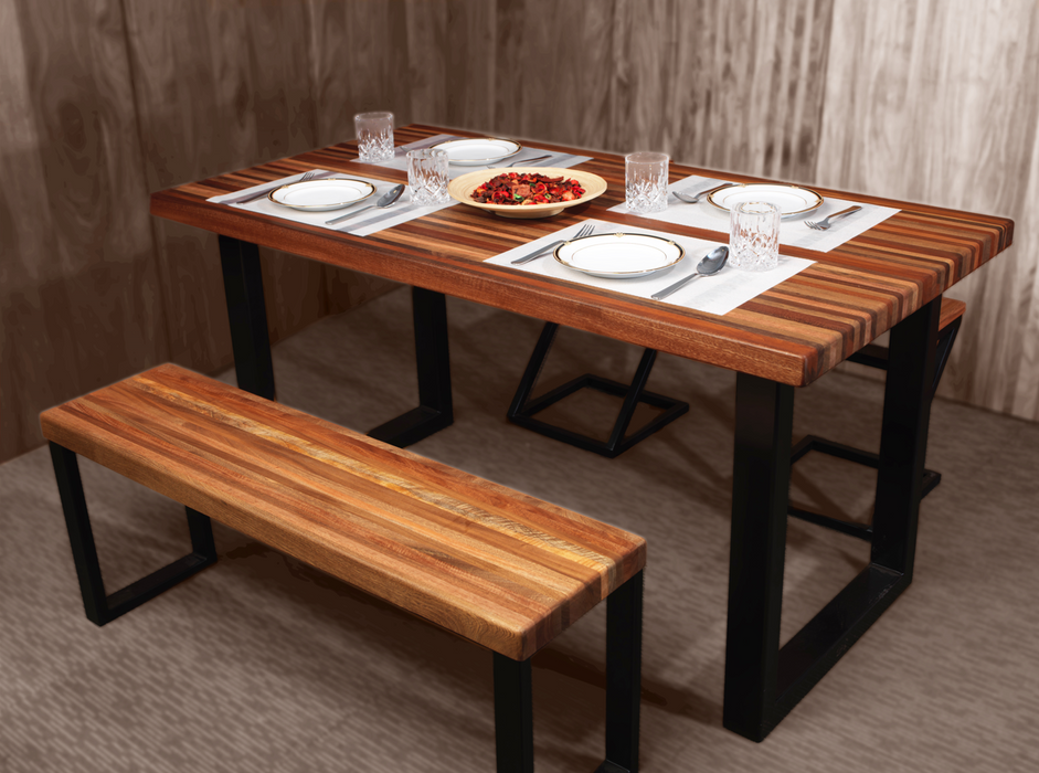 Stunning solid wood table made in a butcher block style. This table is made from 100% solid wood. 