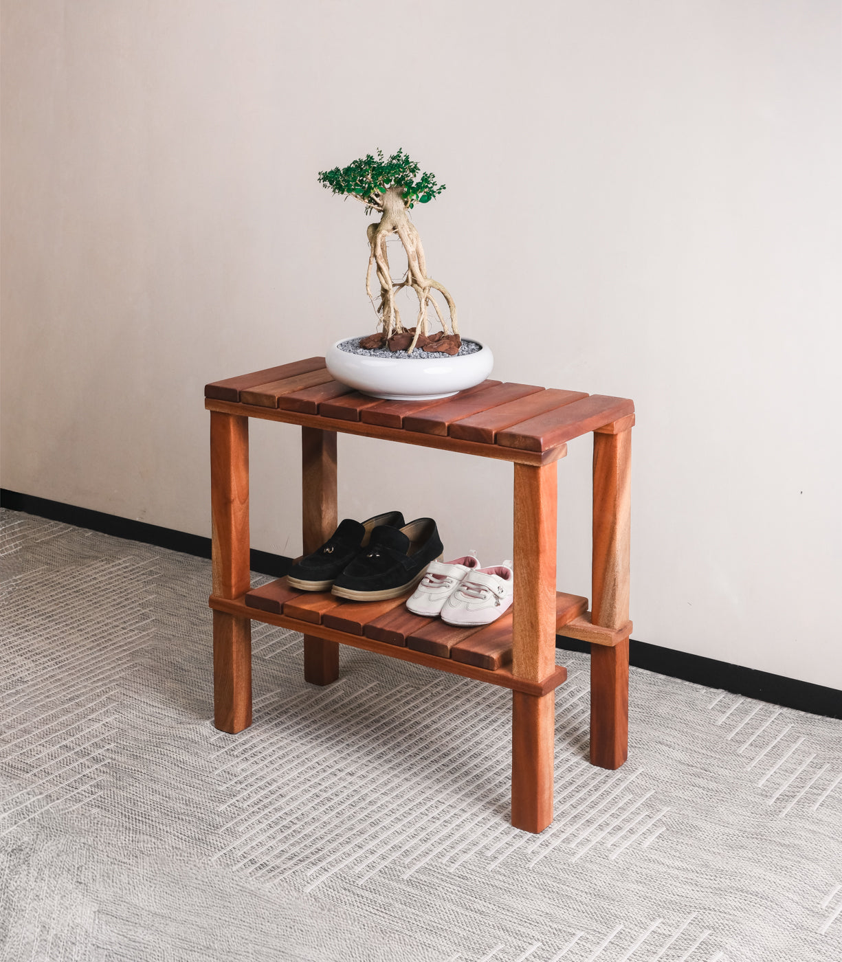 African Mahogany Shoe Rack