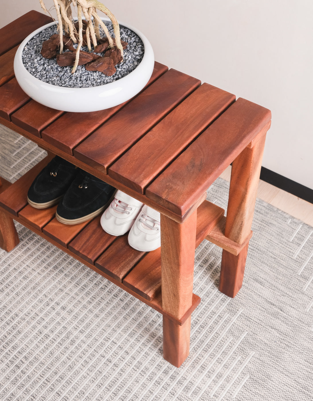 African Mahogany Shoe Rack