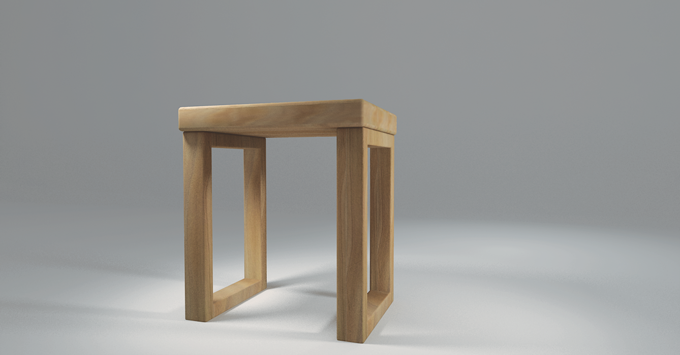Side View of the Wood Stool made from Angsana. Timber actually designed and craft this wooden stool / bench from Singapore trees. 
